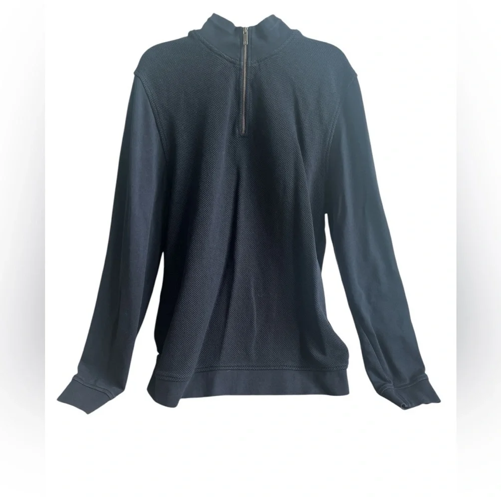 Ted Baker London Navy Textured 1/4 Zip Sweater Size 7